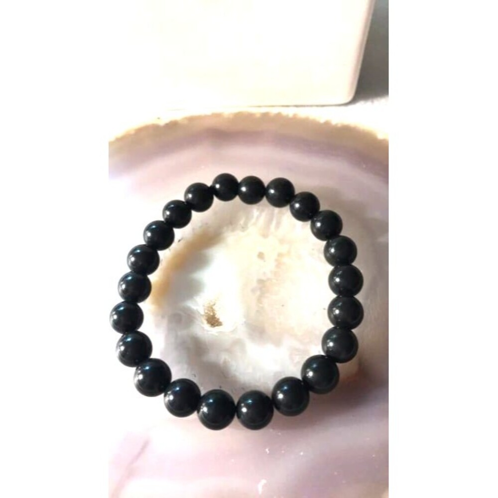 Black Obsidian Stretch Bead Bracelet
